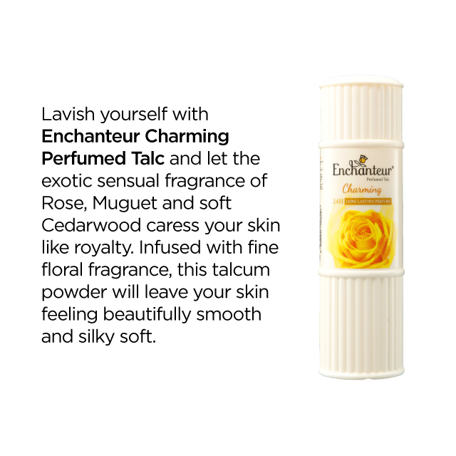 Enchanteur Perfumed Talc Charming for Soft and Fragrant Skin 125gm - Image 4