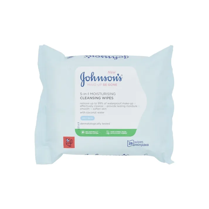 Johnson's Face Care Makeup Be Gone Moisturizing Wipes 25 Wipes - Image 5