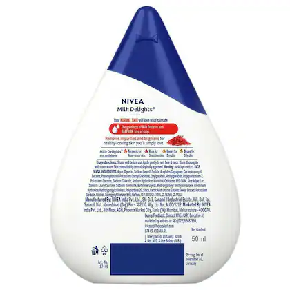 Nivea Face Wash Milk Delights Precious Saffron: A Gentle Cleanser - Image 3
