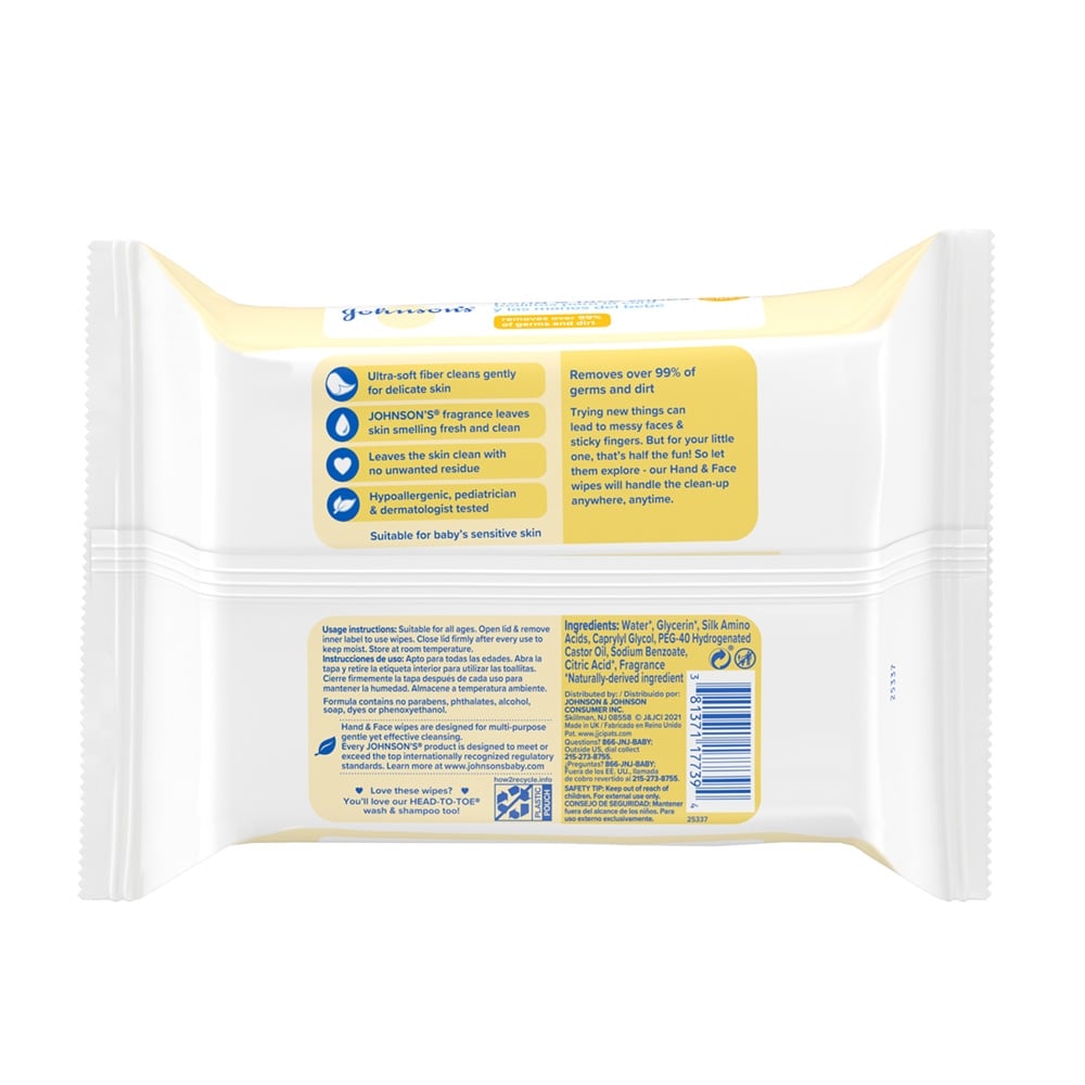 Johnson's Face Care Makeup Be Gone Moisturizing Wipes 25 Wipes - Image 2