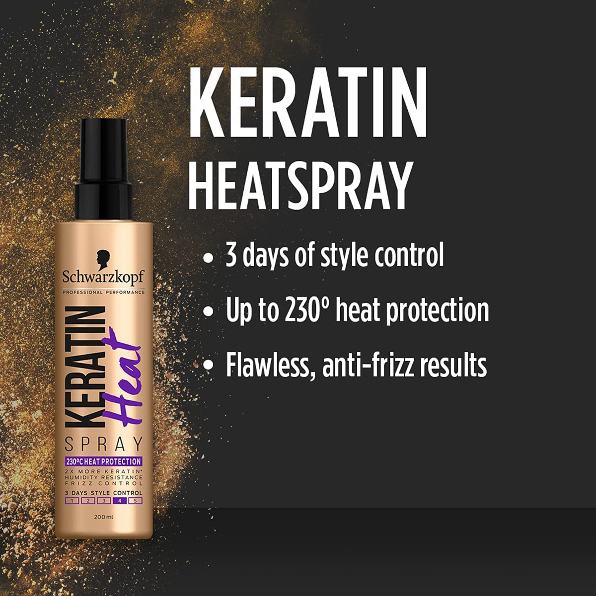 Protective Keratin Heat Spray For Smooth, Strong, Frizz-Free Styled Hair 200ml - Image 4